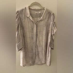 Frame Silk Cream and Black Patterned Button Down Shirt